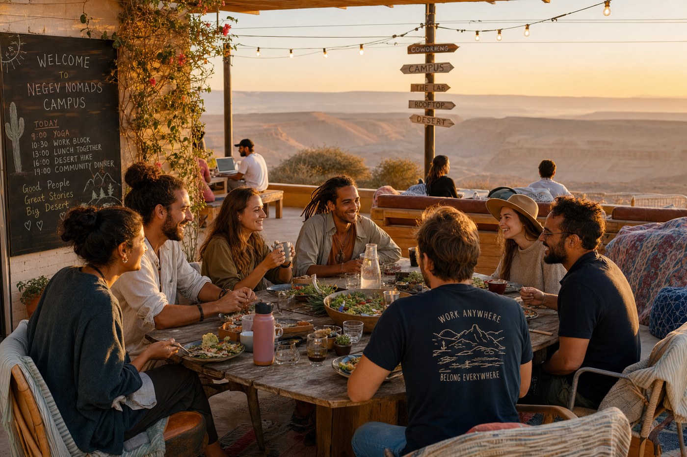 Community dinner on terrace